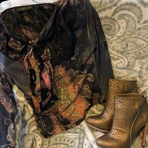 Roberto Cavalli Tie Neck Crop Midriff Top Size XS